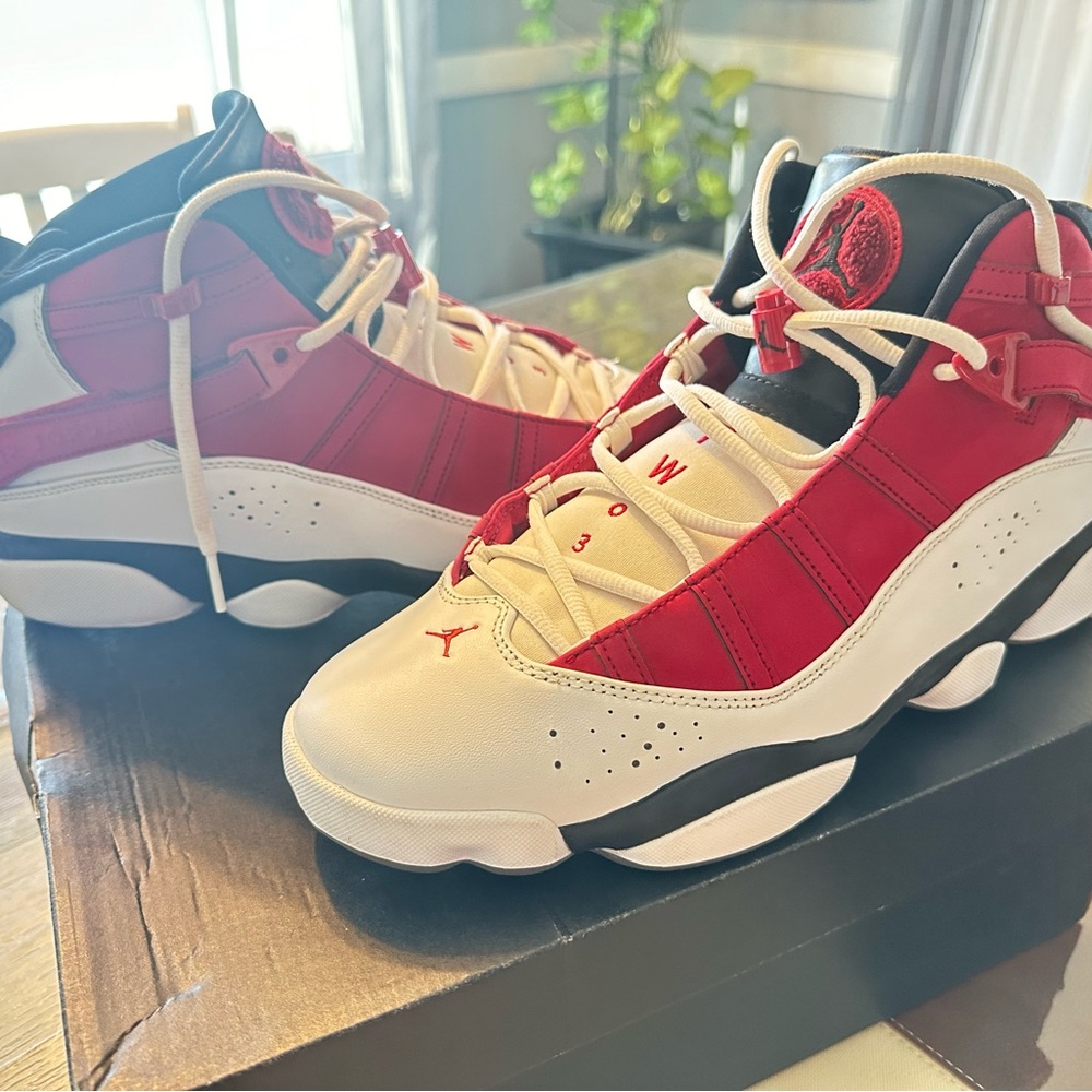 Air Jordan 6 Rings Red and White Sneakers